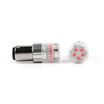 LED BAY15D červená, dvouvlákno, 12V, 23LED SMD