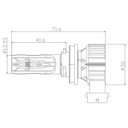 LED H16 bílá, 9-18V, 4000LM