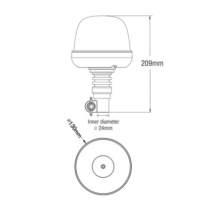 LED maják, 12-24V, 10x1,8W, oranžový, na držák, ECE R65 R10
