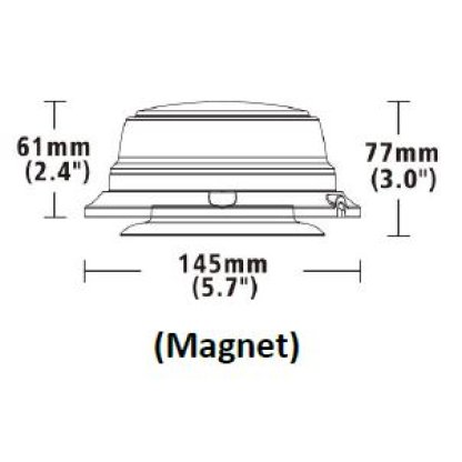 LED maják, 12-24V, 12x1W oranžový, magnet, ECE R65