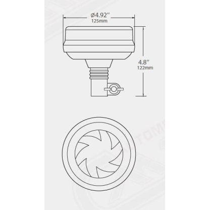 LED maják, 12-24V, 16x1W oranžový na držák, ECE R65