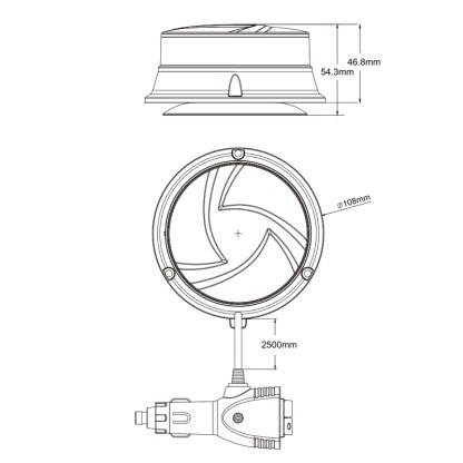 LED maják, 12-24V, 30x0,7W oranžový, magnet, ECE R65 R10