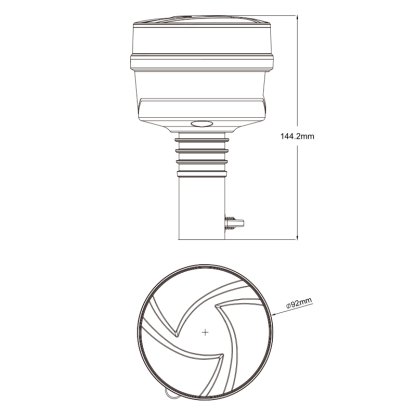 LED maják, 12-24V, 30x0,7W oranžový na držák, ECE R65 R10