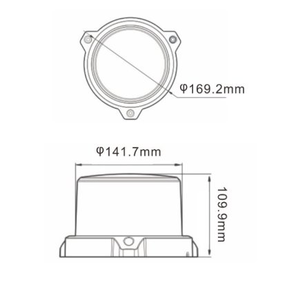 LED maják, 12-24V, 96x0,5W, oranžový, pevná montáž, ECE R65 R10