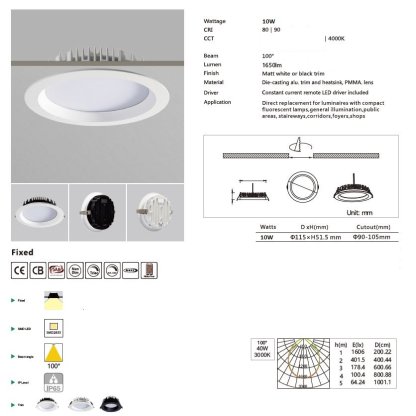 LED podhledové světlo 10W, ø115mm, 4000K