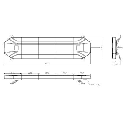 LED rampa 1021mm, oranžová, 12-24V, 198x1W LED, ECE R65