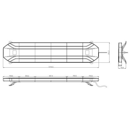 LED rampa 1224mm, oranžová, 12-24V, 234x1W LED, ECE R65