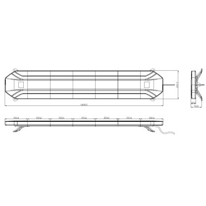 LED rampa 1427mm, oranžová, 12-24V, 270x1W LED, ECE R65