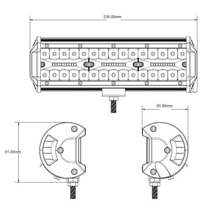 LED rampa, 60x3W, ECE R10 236x91x65 mm
