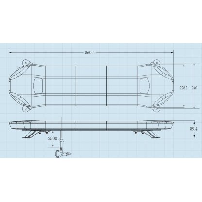 LED rampa 860mm, modrá, 12-24V