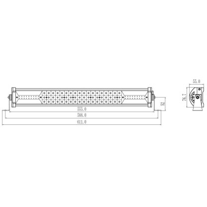 LED rampa, 90x3W, 555mm, ECE R10