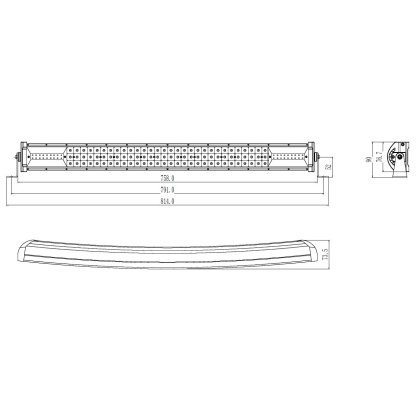 LED rampa prohnutá, 126x3W, 758mm, ECE R10