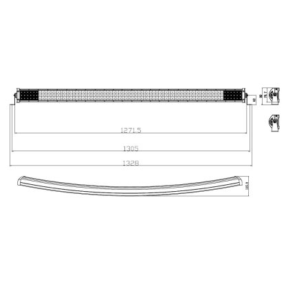 LED rampa prohnutá, 216x3W, 1271mm, ECE R10