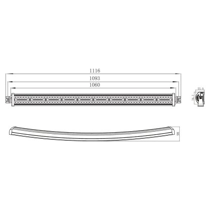 LED rampa prohnutá, 300x3W, 1060mm, ECE R10