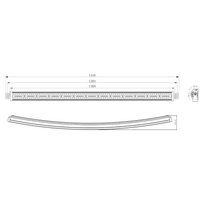 LED rampa prohnutá, 390x3W, 1360mm, ECE R10