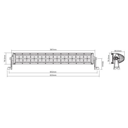LED rampa prohnutá, 40x3W, 567mm, ECE R10