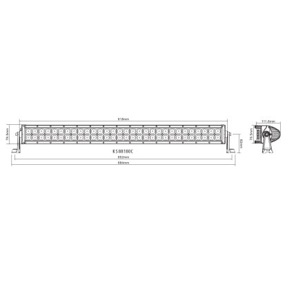 LED rampa prohnutá, 60x3W, 818mm, ECE R10