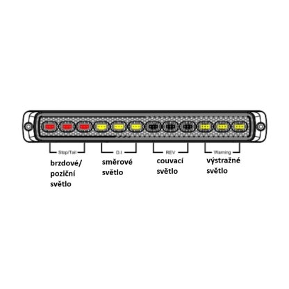 LED sdružená lampa zadní s výstražným oranžovým světlem, 12-24V, ECE R65