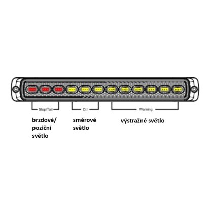 LED sdružená lampa zadní s výstražným oranžovým světlem, 12-24V, ECE R65