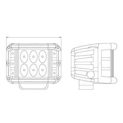 LED světlo hranaté, 6x5W + 6x3W , ECE R10, 180°