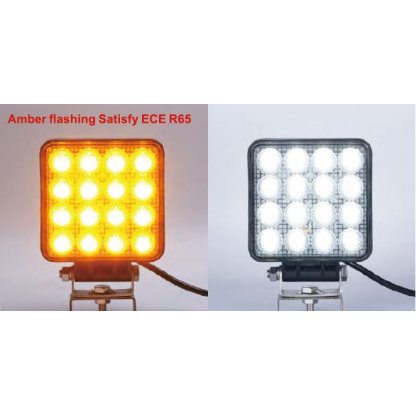 LED světlo hranaté, bílé/oranžové, 16x3W/16x1W, 117x117mm, ECE R10