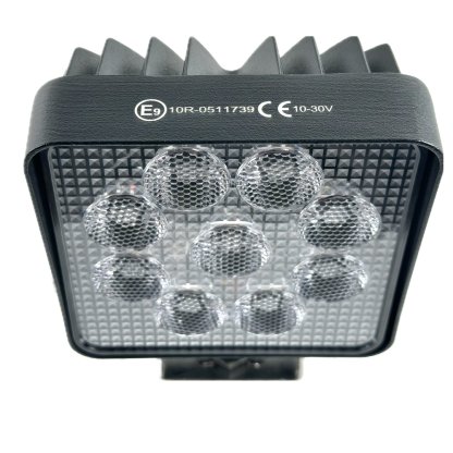 LED světlo hranaté, bílé/oranžové, 9x3W/9x1W, 117x117mm, ECE R10