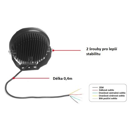 LED světlo kulaté s pozičním a výstražným světlem, 140W, ECE R65, R10, R148, R149