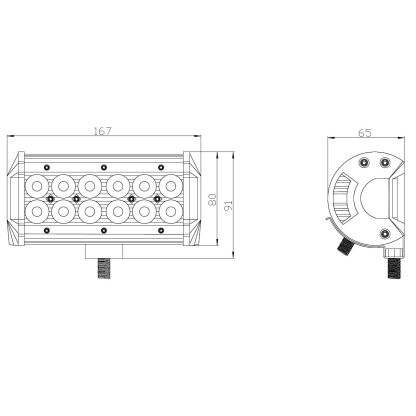 LED světlo obdélníkové, 12x3W, 167x80x65mm