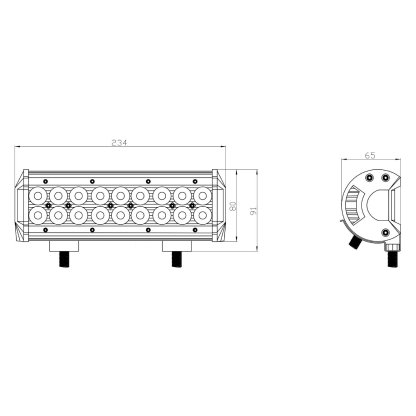 LED světlo obdélníkové, 18x3W, 234x80x65mm, ECE R10