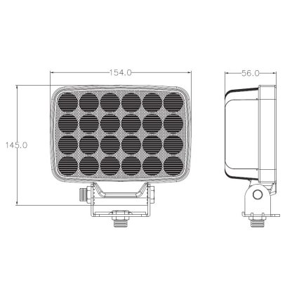 LED světlo obdélníkové, 24x3W, 154x145x56mm, ECE R10