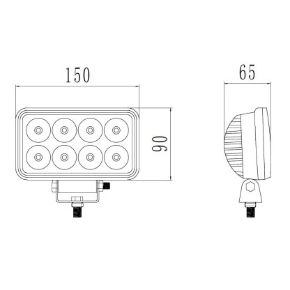 LED světlo obdélníkové, 8x3W, ECE R10 150 x 90 mm