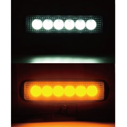 LED světlo obdélníkové, bílé/oranžové, 6x3W/6x1W, 160mm, ECE R10