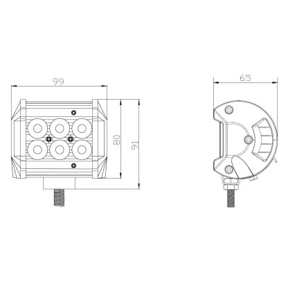 LED světlo obdélníkové bílé/oranžový predátor 6x3W, 99x80x65mm