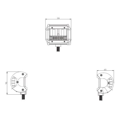 LED světlo obdélníkové bílé/oranžový predátor s pozičním světlem, 99x80x65mm