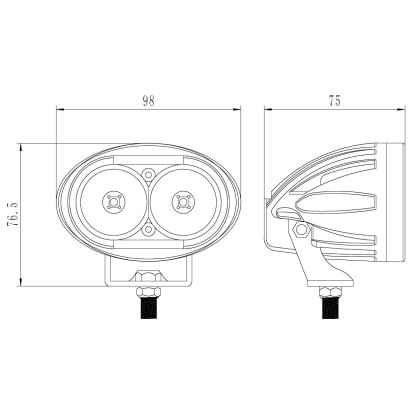 LED světlo oválné, 2x10W, 98x76x75mm, ECE R10