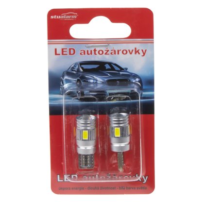 LED T10 bílá, 12V, 6LED/5630SMD s čočkou