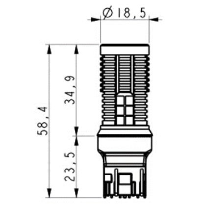 LED T20 (7440) oranžová, 12-24V, 30LED/3030SMD