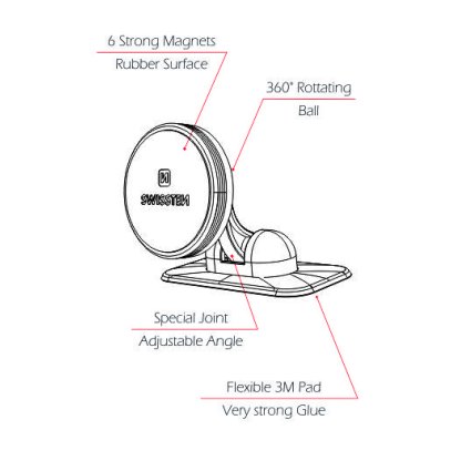 Magnetický držák mobilu do auta SWISSTEN S-GRIP DASHBOARD DM6, 45632