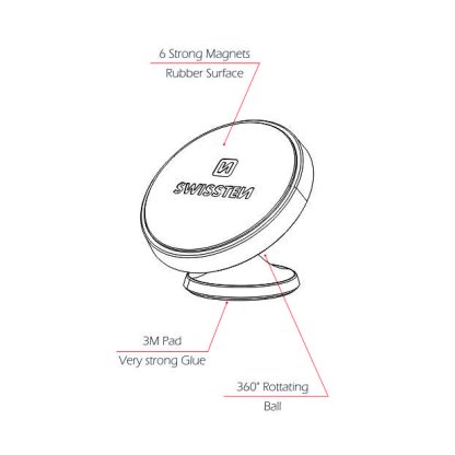 Magnetický držák mobilu do auta SWISSTEN S-GRIP DASHBOARD DM7, 45633