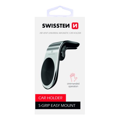 Magnetický držák mobilu do mřížky SWISSTEN Easy Mount stříbrný, 46676