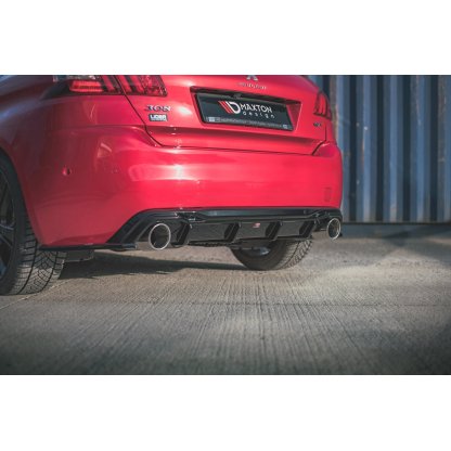 Maxton Design boční difuzory pod zadní nárazník pro Peugeot 308 Mk 2 GT, černý lesklý plast ABS