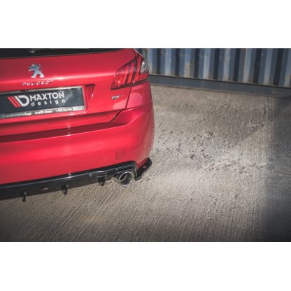 Maxton Design boční difuzory pod zadní nárazník pro Peugeot 308 Mk 2 GT, černý lesklý plast ABS