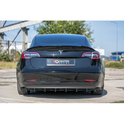 Maxton Design boční difuzory pod zadní nárazník pro Tesla Model 3 Mk1, černý lesklý plast ABS