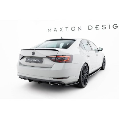 Maxton Design boční difuzory pod zadní nárazník ver.2 pro Škoda Superb Mk3, černý lesklý plast ABS, Liftback / Combi