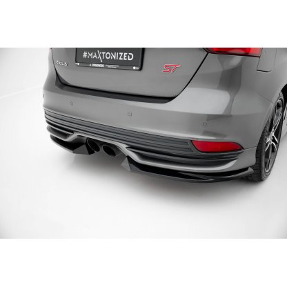 Maxton Design boční difuzory pod zadní nárazník ver.3 pro Ford Focus ST Mk3 Facelift, černý lesklý plast ABS