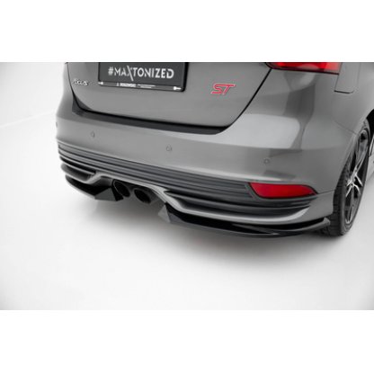 Maxton Design boční difuzory pod zadní nárazník ver.3 pro Ford Focus ST Mk3 Facelift, černý lesklý plast ABS