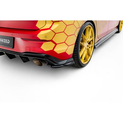 Maxton Design boční difuzory pod zadní nárazník ver.3 pro Volkswagen Golf GTI Mk8 Facelift, černý lesklý plast ABS, Clubsport
