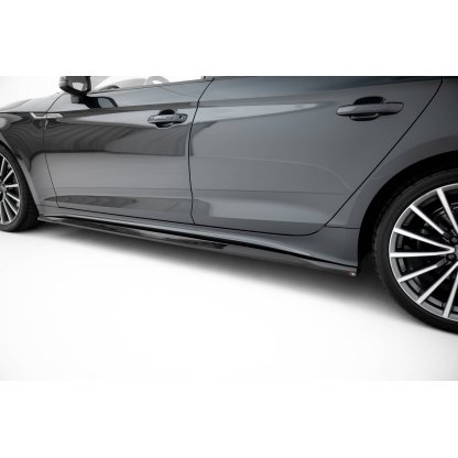 Maxton Design difuzory pod boční prahy pro Audi A5 F5 Facelift, černý lesklý plast ABS, Sportback