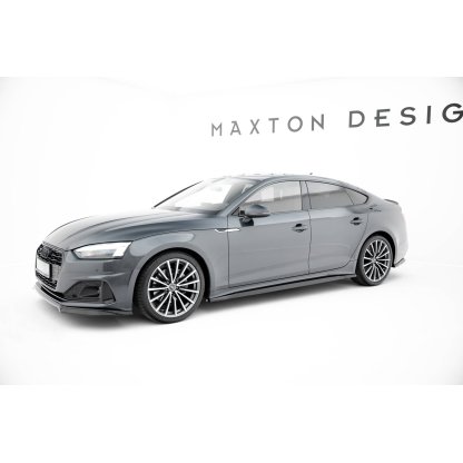 Maxton Design difuzory pod boční prahy pro Audi A5 F5 Facelift, černý lesklý plast ABS, Sportback