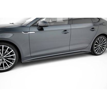 Maxton Design difuzory pod boční prahy pro Audi A5 F5 Facelift, černý lesklý plast ABS, Sportback